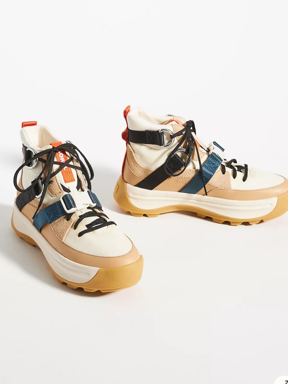 Sorel Cream Tan Blue Black High-Top Sneakers